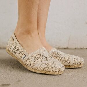Toms Cream Perforated Flats for Elegant Comfort